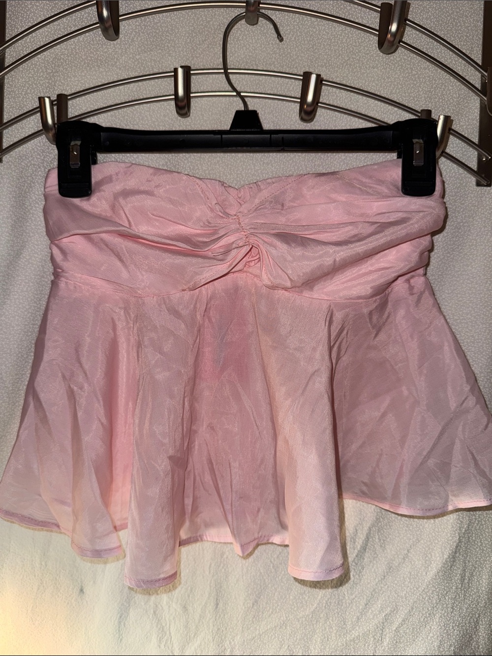 Edikted Pink Strapless Peplum Crop Top